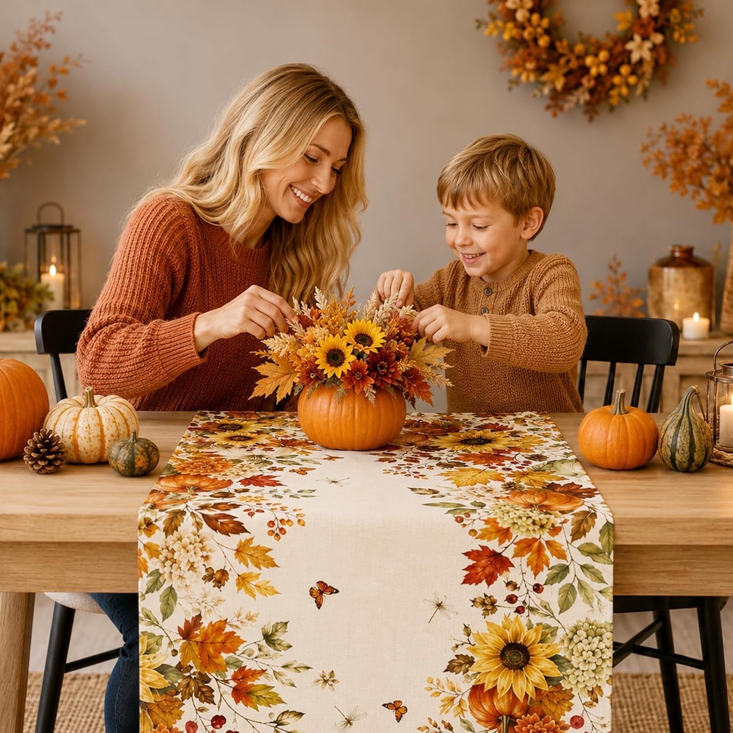 fall-table-runner-13-72-in-with-fall-decor-pumpkin-sunflower-leaf-orange-table-runner-linen-like-texture-ideal-table-decor-for-dining-rooms-kitchens-entryways