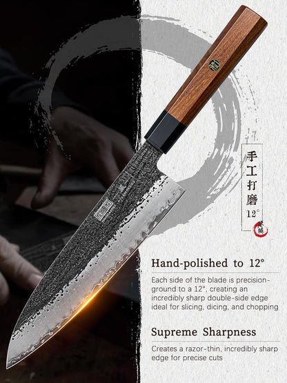 3 Pieces Knife Set, Japanese Kitchen Knife Set, Rosewood Handle5