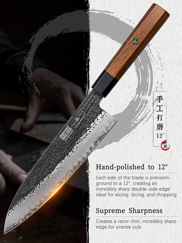 3 Pieces Knife Set, Japanese Kitchen Knife Set, Rosewood Handle5