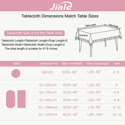 Gingham Tablecloth Rectangle Cotton Linen Fabric Checkered Table Cloth with Tassel Washable Wrinkle Free Buffalo Plaid Table Cover for Birthday Party Picnic Outdoor, Pink, 55X752