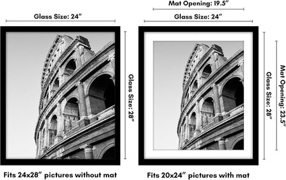 24X28 Poster Frame - Matted to 20X24 - Engineered Wood - Black2
