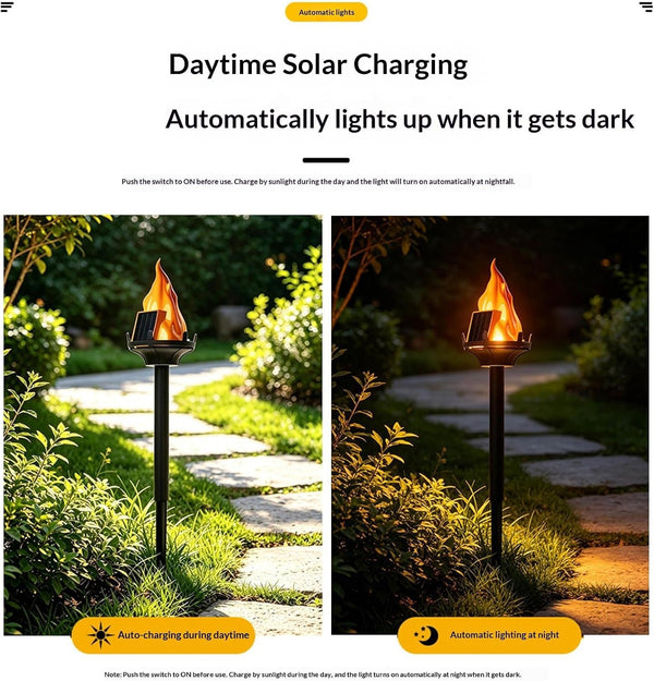 Solar Flame Torch Lights, Flickering LED Waterproof，4 Pack5