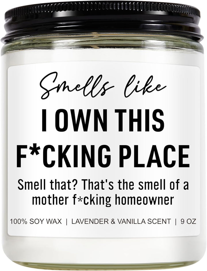 Funny Scented Candle, House Warming Gifts New Home, Housewarming Gifts for Women, Men, Couple, New Homeowner - First Apartment Essentials - Closing Presents for Home Buyers - 9 Oz