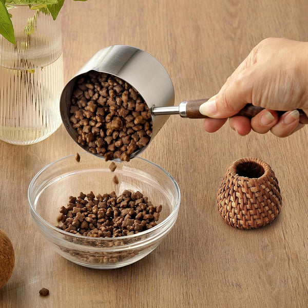 1 Cup Dog Cat Food Scoop, OHOLA Stainless Steel Dog Food Measuring Cup, Precision Scale Measurements (Stylish Pattern)5