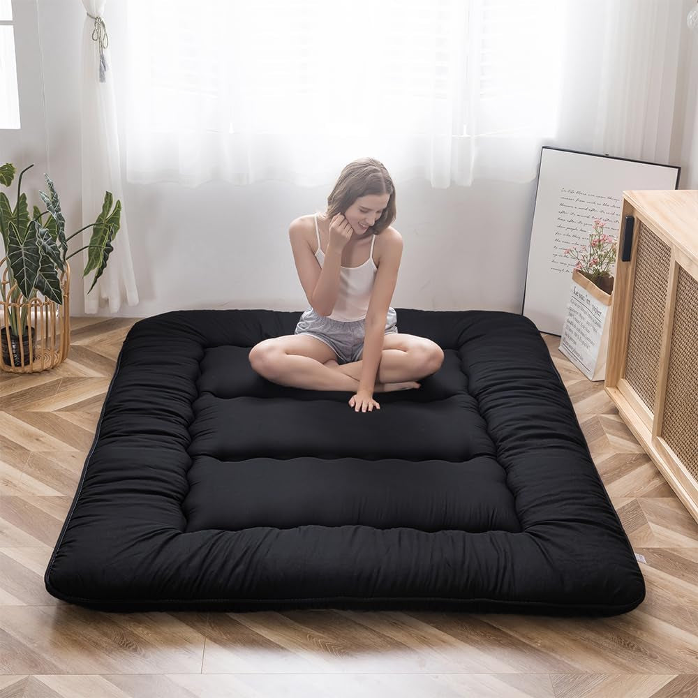 japanese-floor-mattress-4-thick-full-size-foldable-futon-mattress-sleeping-pad-foldable-roll-up-mat-boys-girls-dormitory-pad-kids-floor-lounger-black
