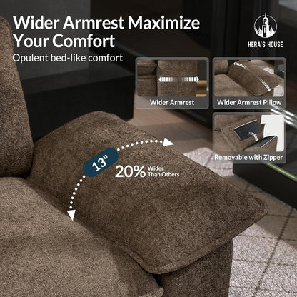 3 Pieces Modular Cloud Couch and Chair Set Setional Sofa | Modern 5-Seater Sofa Set , Grayish Brown, Wider Armrest, Comfy Deep Seat, Soft Chenille Furniture Set for Living Room4