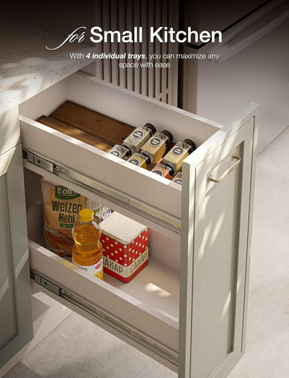 Acacia Wooden Spice Rack Organizer for Cabinet, Pack 4, Walnut Color6