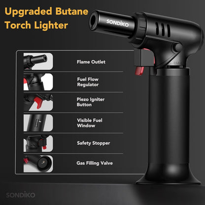 Butane Torch Lighter with Visible Fuel Window, Refillable Soldering Torch with Adjustable Flame for Welding, Resin Art, Industrial (Butane Gas Not Included)3