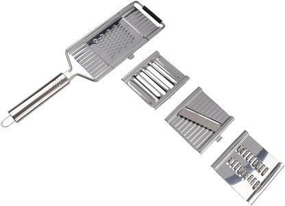 3-In-1 Vegetable Slicer Set with for Stainless Steel Cheese Grater, Onion Chopper and Hand Peeler Potatoes, Garlic, Fruits - for Compact Kitchen, Silver8