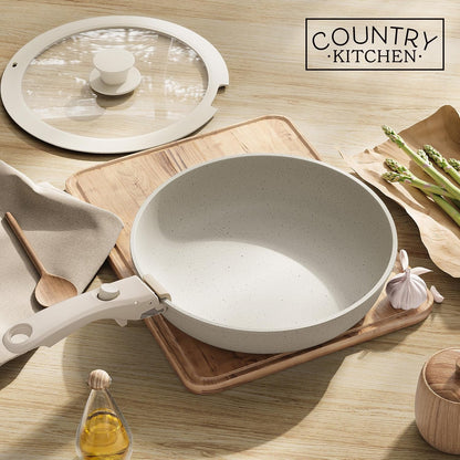 Cookware Set with Removable Handle, Oven & RV Safe Pots and Pans Set, Cream, Original9