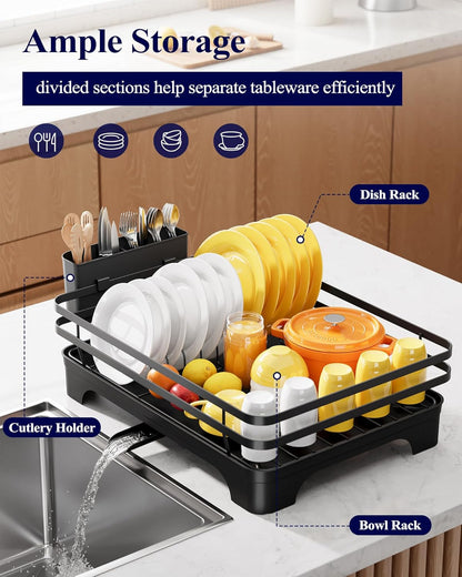 Multi-Functional Dish Drying Rack, 15.7" X 12.0" X 5.5", Black2