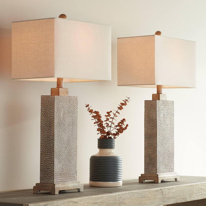 Caldwell 26 3/4" Tall Table Lamps Set of 2 Hammered Base Farmhouse Rustic1