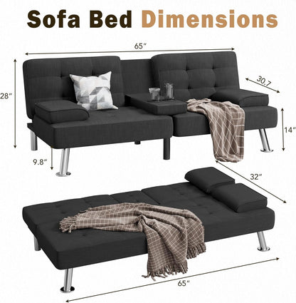 Convertible Folding Futon Sofa Bed,Upholstered Sleeper Loveseat2