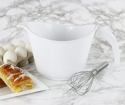 , Batter Bowl with Pour Spout, Non-Slip Base, Erogonomic Space Saving Detachable Handle, 2 QT Heavy Duty Bpa-Free Microwave & Dishwasher Safe, White5