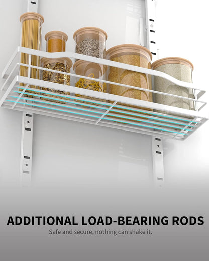 White 9-Tier over the Door Pantry Organizer, Pantry Organization and Storage, Metal Hanging Spice Rack Shelves Door, Home & Kitchen Essentials, Laundry Room Bathroom Organization4