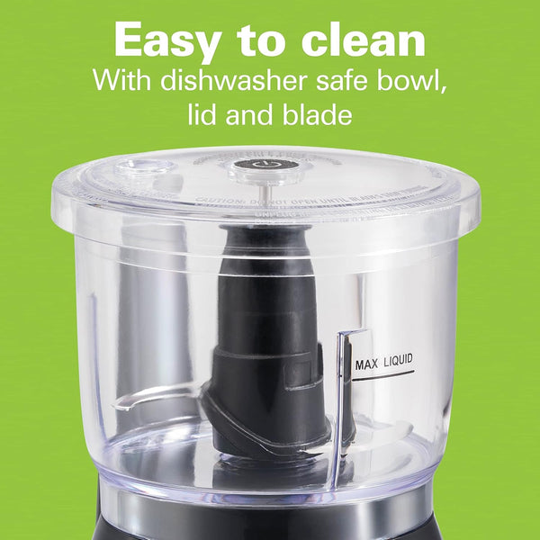 3 Cup Electric Vegetable Chopper & Mini Food Processor | Simple Stack & Press Design | 350 Watts & Stainless Steel Blades for Dicing, Mincing & Puree | Dishwasher Safe | Black5