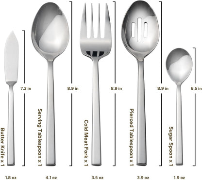 Cube 65-Piece Forged Stainless Steel Flatware Set Cutlery Set with Utensil-Serving Set, Silverware Set Service for 12, Mirror Finish, Dishwasher Safe5