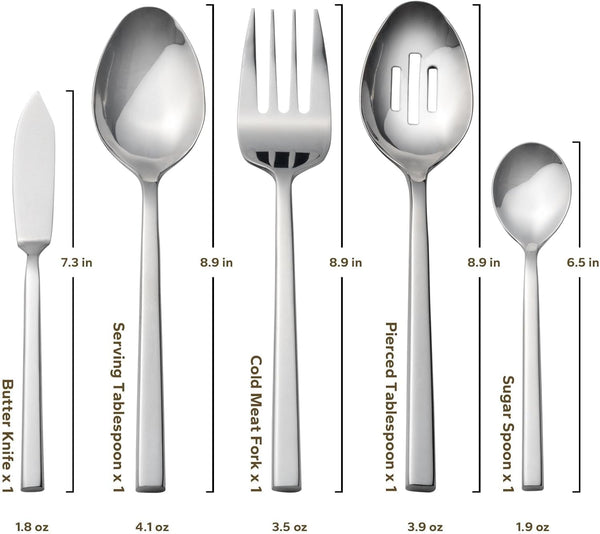 Cube 65-Piece Forged Stainless Steel Flatware Set Cutlery Set with Utensil-Serving Set, Silverware Set Service for 12, Mirror Finish, Dishwasher Safe5