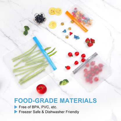 10 Pack Reusable Freezer Bags Dishwasher Safe, Food Storage Bags5