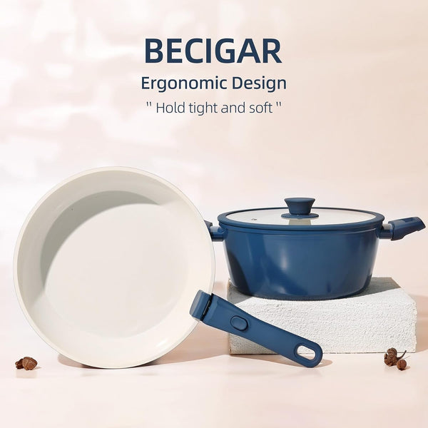 23Pcs Ceramic Pots and Pans Set, Nonstick Detachable Handle Cookware, Induction Kitchen Cooking Set with Removable Handle,Include Frying Pans & Saucepans Oven Safe(Blue)4