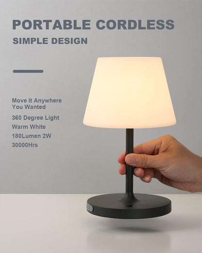 Outdoor Battery Operated Table Lamp Waterproof, 4000Mah Cordless Table Lamp Rechargeable, Touch Dimmable Desk Lamp, LED Night Light for Patio Camping Restaurant Home, H9.6In, Dark Grey2