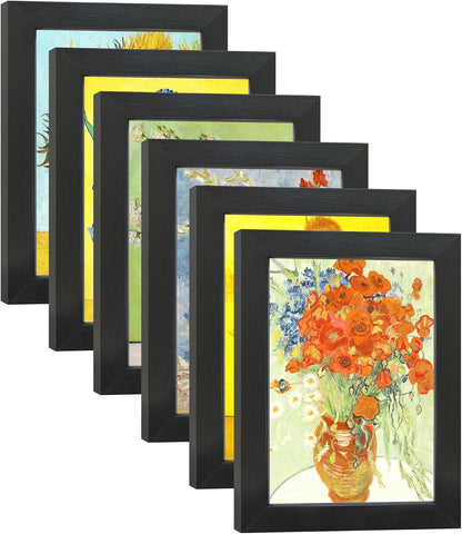 5X7 Picture Frame Set of 6 with Real Glass for Pictures 4X6 with Mat or 5X7 without Mat, Wall or Tabletop Gallery Photo Frames in Black1