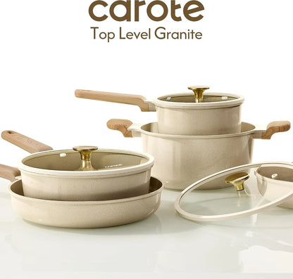 Pots and Pans Set, Ceramic Cookware Set, 14Pcs | Healthy Induction Kitchen Set, with Silicone Lids, Easy Clean, Even Heating, Space Saving, PFAS FREE8