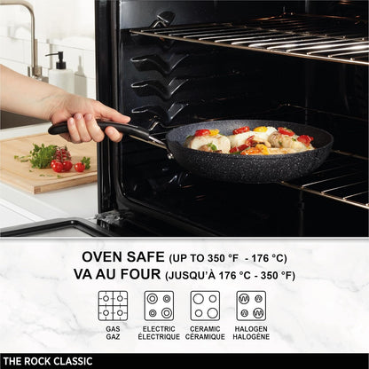 the Rock 26 Cm (10") Non-Stick Fry Pan, Durable Forged Aluminum | Rock.Tec Non-Stick Technology. 3X Better Release. Even Heating. Never Warps. Gas, Electric, Ceramic, Halogen.6