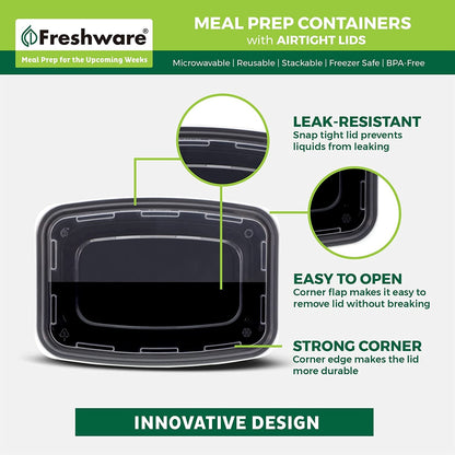 Meal Prep Containers [50 Pack] 1 Compartment Food Storage Containers with Lids, Bento Box, BPA Free, Stackable, Microwave/Dishwasher/Freezer Safe (16 Oz)5