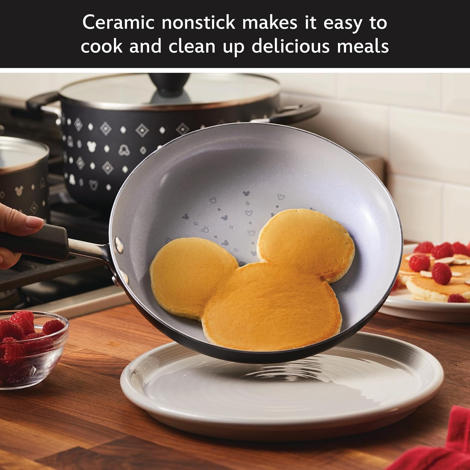 disney-monochrome-ceramic-nonstick-cookware-pots-and-pans-with-baking-bakeware-cookie-pan-and-kitchen-cooking-tool-set-dishwasher-safe-8-piece-cookware-set-black