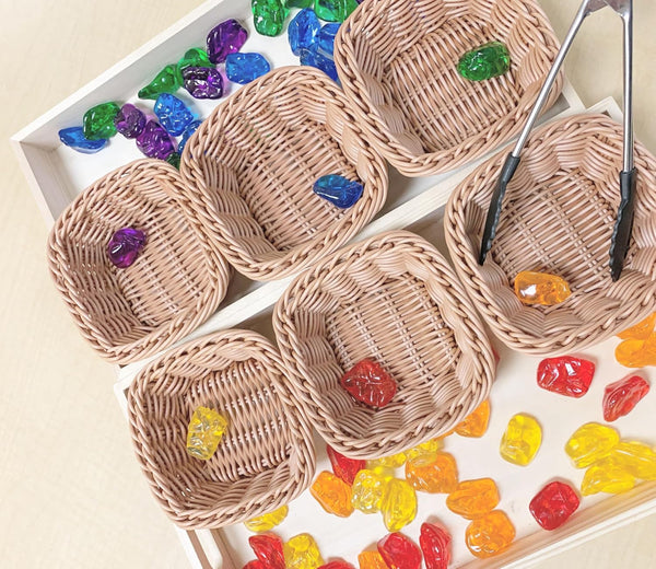 Set of Six 5" Square Plastic Woven Baskets for Storage or Sorting4