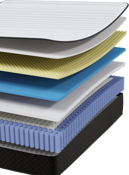 Double Mattress,12 Inch Full Size Hybrid Mattresses, Full Bed Matress in a Box, Pressure Relief & Fiberglass Free, Firm Mattress Double Size | Medium Firm, Fiberglass Free, Certipur-Us Certified, Pressure Relief, Motion Isolation, Individually Pocketed Springs3