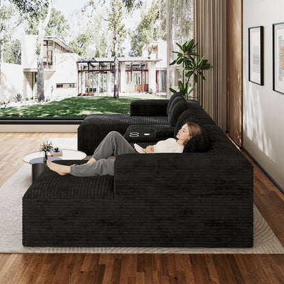 143" Oversized Cloud Sectional Couch for Living Room, Black7