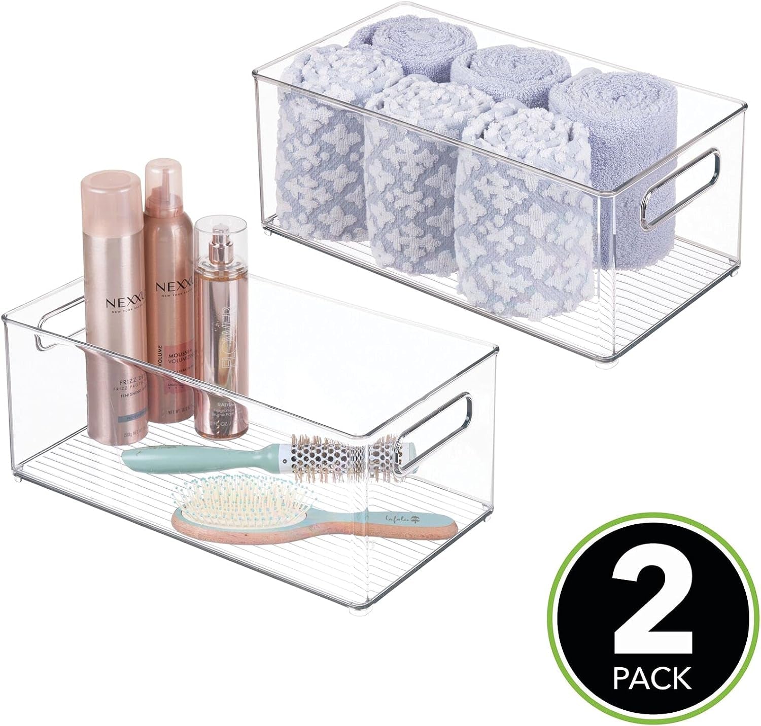 deep-plastic-storage-organizer-container-bin-bath-and-shower-organization-for-cabinet-cupboard-shelves-counter-or-closet-holds-shampoo-vitamins-ligne-collection-2-pack-clear