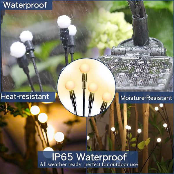 Solar Garden Lights - 6 Pack 48 LED Upgraded Solar Swaying Light, Sway by Wind, Outdoor Lights, Yard Patio Pathway Decoration, High Flexibility Iron Wire & Heavy Bulb Base, Warm White5