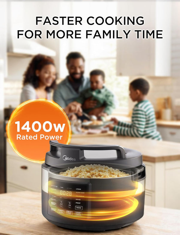 Midea Rice Cooker with 10 Functions, Nonstick Pot, 8-Cups Uncooked Rice4