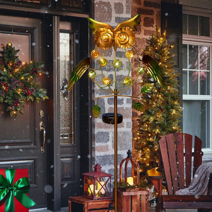 Garden Solar Lights Outdoor,Solar Powered Stake Lights Great Gifts- Metal OWL LED Decorative Garden Lights for Walkway,Pathway,Yard,Lawn (Green)2