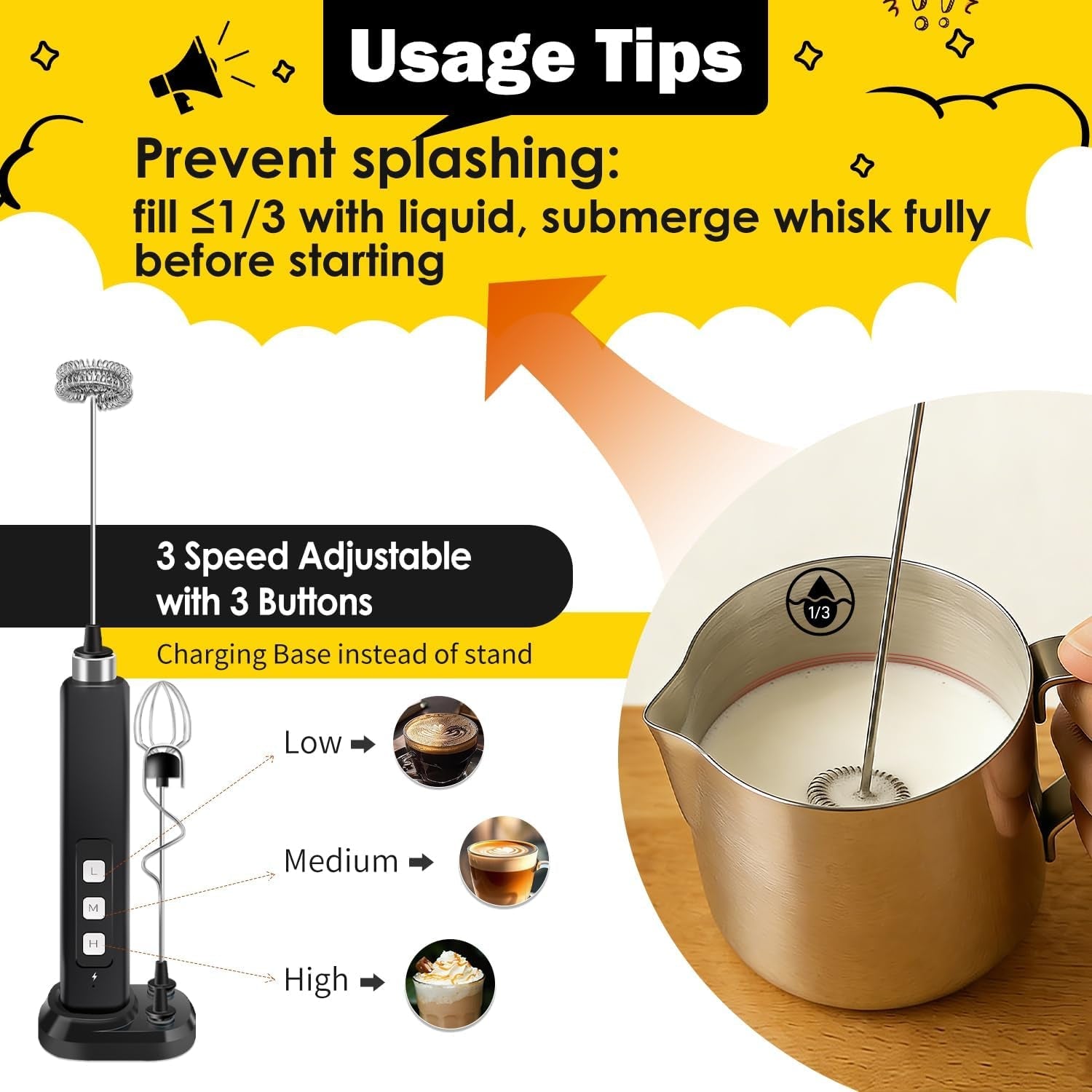 rechargeable-milk-frother-handheld-with-3-detachable-stainless-whisks-3-speed-adjustable-drink-mixer-mini-frother-wand-for-coffee-matcha-protein-shakes-with-charging-base-and-whisk-storage