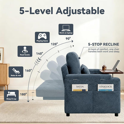 73" Sleeper Sofa, Convertible Sofa Bed with Pull Out Couch, Blue5