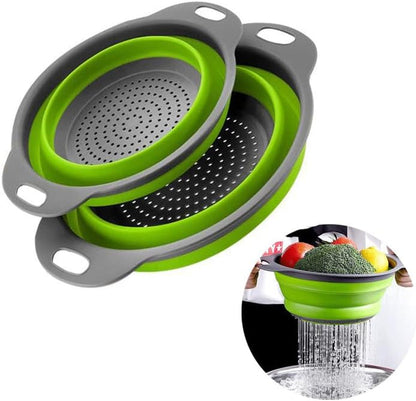 2 Pack Collapsible Colander Set,  Foldable Collapsible Strainers for Kitchen, Small round Colander with Base and Handles for Pasta, Fruit, Vegetables – Space-Saving Kitchen Strainer Baskets1