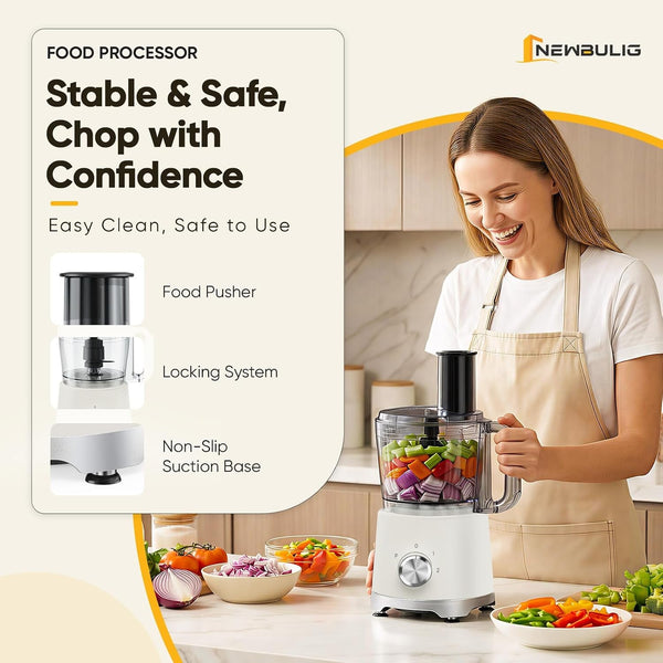 10.5 Cups Food Processor, Versatile Food Processors with 5 Blades, 600W Powerful Meat Grinder for Slicing, Shredding, Chopping, Kneading, Dishwasher Safe, for Meat, Vegetables, Fruit, Dough4