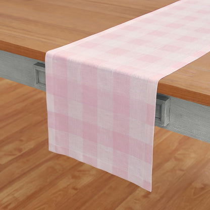 100% Pure Linen Table Runner Pink, Buffalo Check 14 X 90 In2