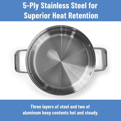 5-Ply Stainless Steel Stockpot – Large Cooking Pot for Boiling, Simmering & Stewing - Consistent, Even Heating - Durable, Dishwasher Safe – Oven-Safe to 800F, Induction Ready - 8 QT3