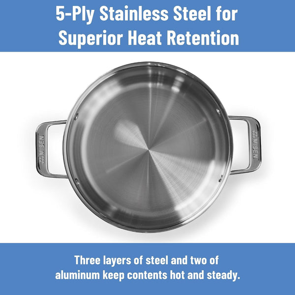 5-Ply Stainless Steel Stockpot – Large Cooking Pot for Boiling, Simmering & Stewing - Consistent, Even Heating - Durable, Dishwasher Safe – Oven-Safe to 800F, Induction Ready - 8 QT3