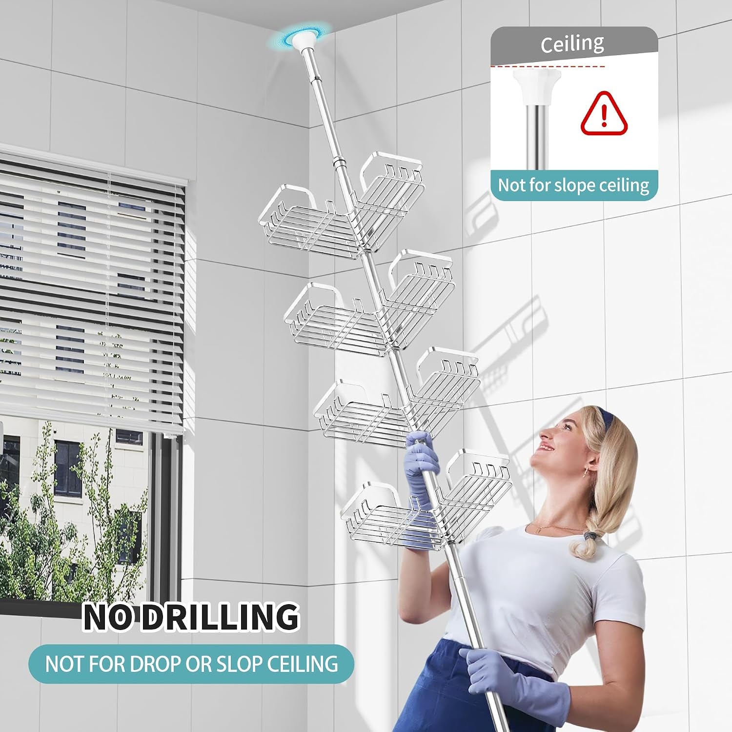 shower-caddy-tension-pole-rustproof-corner-organizer-silver
