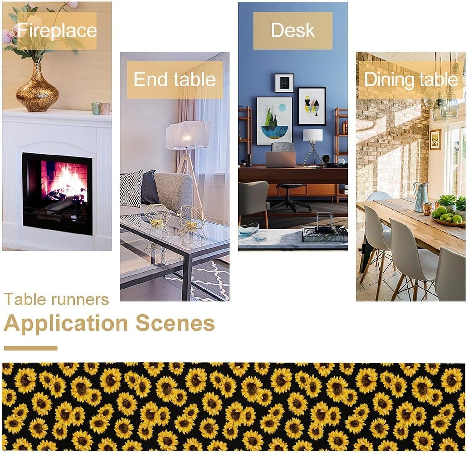 sunflower-table-runner-retro-flower-sunflowers-black-background-decor-for-indoor-outdoor-party-wedding-dinner-festivals-farmhouse-homes-kitchen-dining-room-13x90in