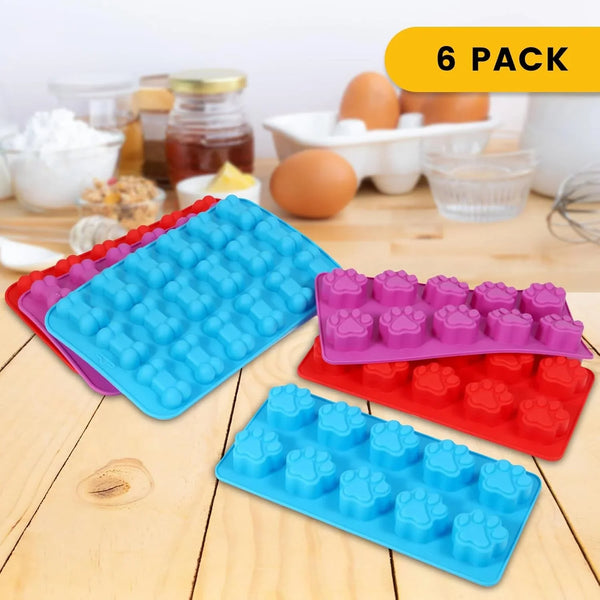 6PCS Silicone Molds Puppy Dog Paw and Bone, Elegant Chocolate Molds for Baking, Non-Stick Gummy Molds, Dog Treat Molds, Used for Chocolate, Candy,Pudding, Jelly,Ice Cube,Biscuits,Dog Treat by4