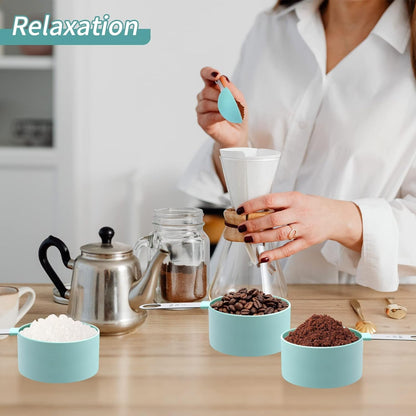 Measuring Cups Set Measuring Spoons Set, Nesting Measure Cups with Stainless Steel Handle, for Measuring Dry and Liquid Ingredients Small Teaspoon with Plastic Head (Mint Green)5