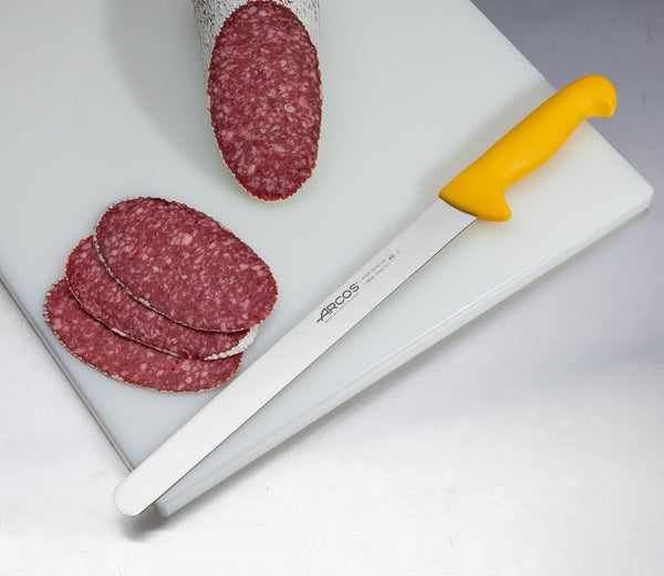 Slicing Knife/Ham Knife 12 Inch Nitrum Stainless Steel and 300 Mm Blade. Ergonomic Polypropylene Handle. Series 2900. Features Different Handle Colors to Make It Easier. Color Yellow.4