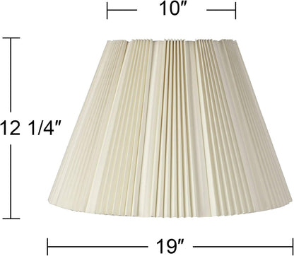 Hosea Extra Large Eggshell White Pleated Bell Shade 10X19X13X12.25 (Spider) | 10" Top X 19" Bottom X 12.25" High Replacement for Table + Floor Lamps Pre-Assembled Harp + Finial4